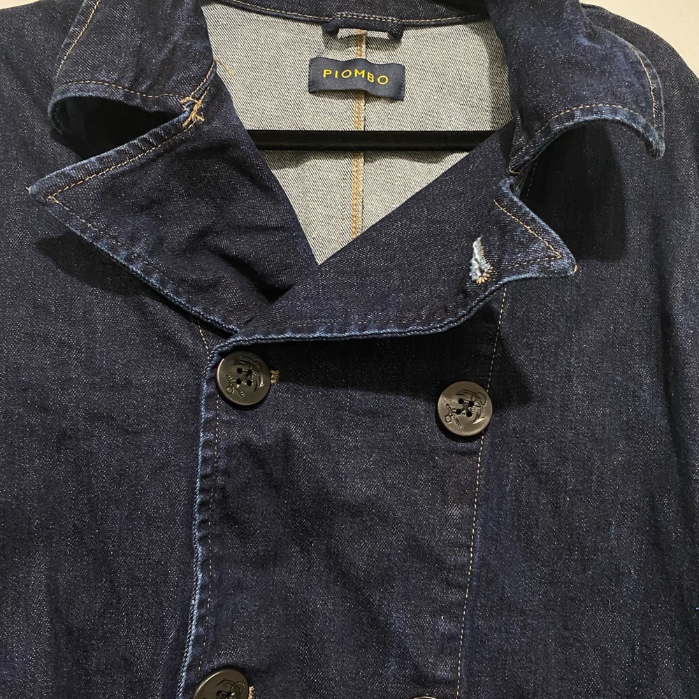 Piombo denim jacket navy blue double breasted women’s large cotton - Picture 4 of 10